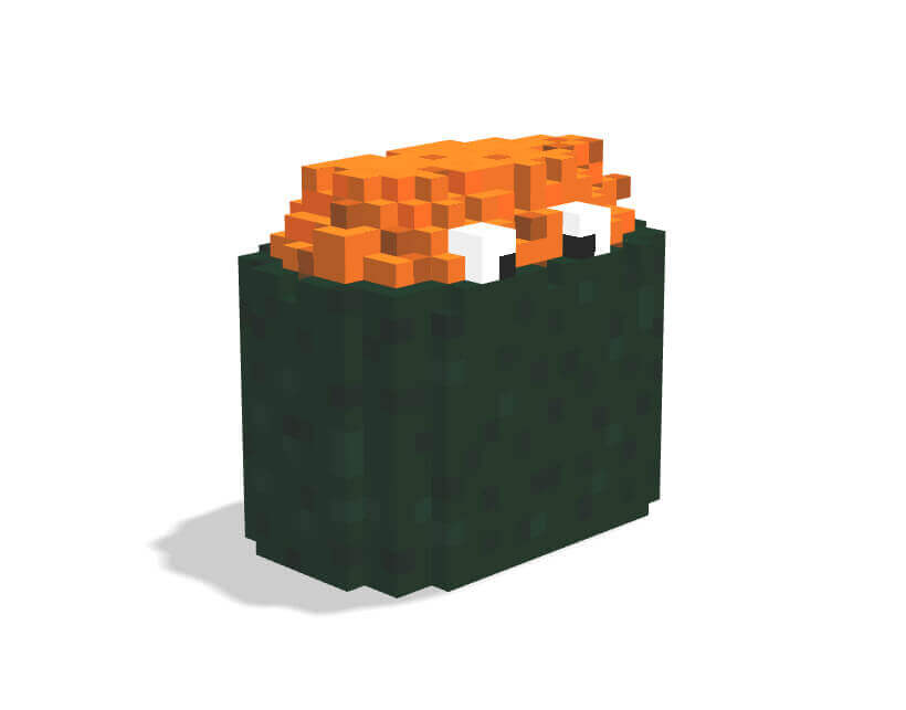 Voxsel art作品。うに軍艦のキャラクター。ネタに目が二つついている。